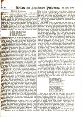 Augsburger Postzeitung. Beilage zur Augsburger Postzeitung (Augsburger Postzeitung) Dienstag 12. Februar 1878