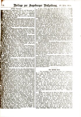 Augsburger Postzeitung. Beilage zur Augsburger Postzeitung (Augsburger Postzeitung) Mittwoch 27. Februar 1878