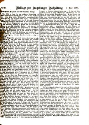 Augsburger Postzeitung. Beilage zur Augsburger Postzeitung (Augsburger Postzeitung) Mittwoch 3. April 1878