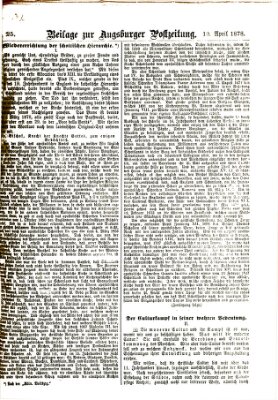 Augsburger Postzeitung. Beilage zur Augsburger Postzeitung (Augsburger Postzeitung) Mittwoch 10. April 1878