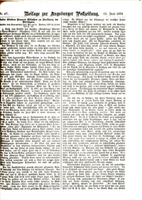 Augsburger Postzeitung. Beilage zur Augsburger Postzeitung (Augsburger Postzeitung) Samstag 22. Juni 1878