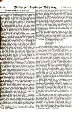 Augsburger Postzeitung. Beilage zur Augsburger Postzeitung (Augsburger Postzeitung) Dienstag 9. Juli 1878