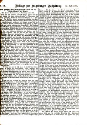 Augsburger Postzeitung. Beilage zur Augsburger Postzeitung (Augsburger Postzeitung) Samstag 13. Juli 1878