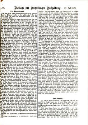 Augsburger Postzeitung. Beilage zur Augsburger Postzeitung (Augsburger Postzeitung) Samstag 27. Juli 1878