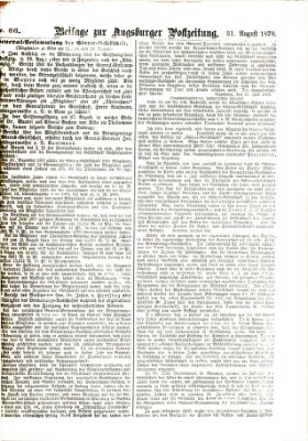 Augsburger Postzeitung. Beilage zur Augsburger Postzeitung (Augsburger Postzeitung) Samstag 31. August 1878