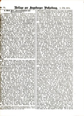 Augsburger Postzeitung. Beilage zur Augsburger Postzeitung (Augsburger Postzeitung) Mittwoch 2. Oktober 1878