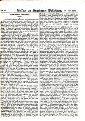 Augsburger Postzeitung. Beilage zur Augsburger Postzeitung (Augsburger Postzeitung) Samstag 16. November 1878