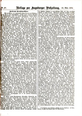 Augsburger Postzeitung. Beilage zur Augsburger Postzeitung (Augsburger Postzeitung) Samstag 23. November 1878