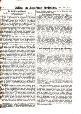 Augsburger Postzeitung. Beilage zur Augsburger Postzeitung (Augsburger Postzeitung) Samstag 14. Dezember 1878