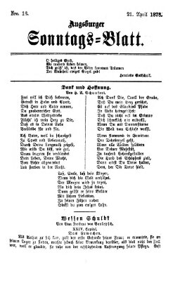 Augsburger Sonntagsblatt (Augsburger Postzeitung) Sonntag 21. April 1878