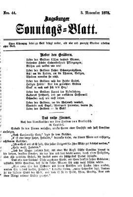 Augsburger Sonntagsblatt (Augsburger Postzeitung) Sonntag 3. November 1878