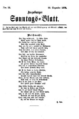 Augsburger Sonntagsblatt (Augsburger Postzeitung) Sonntag 29. Dezember 1878