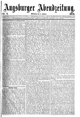 Augsburger Abendzeitung Mittwoch 2. Januar 1878