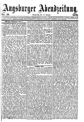 Augsburger Abendzeitung Donnerstag 10. Januar 1878