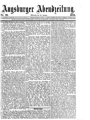 Augsburger Abendzeitung Mittwoch 23. Januar 1878