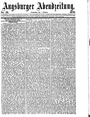 Augsburger Abendzeitung Donnerstag 7. Februar 1878