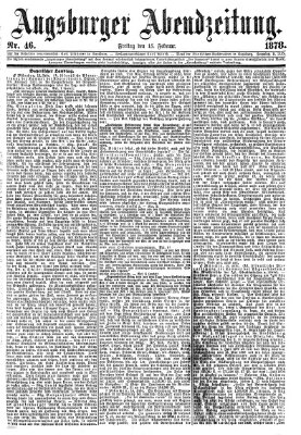 Augsburger Abendzeitung Freitag 15. Februar 1878