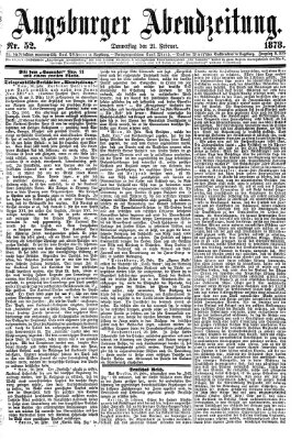 Augsburger Abendzeitung Donnerstag 21. Februar 1878