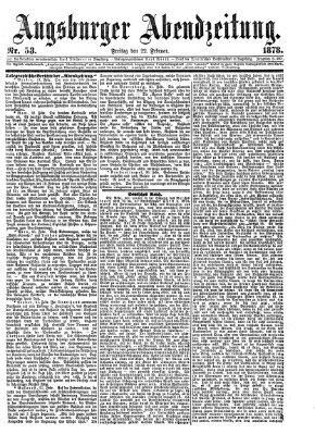 Augsburger Abendzeitung Freitag 22. Februar 1878