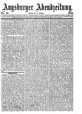 Augsburger Abendzeitung Montag 25. Februar 1878