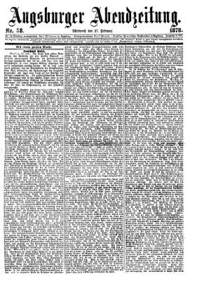 Augsburger Abendzeitung Mittwoch 27. Februar 1878