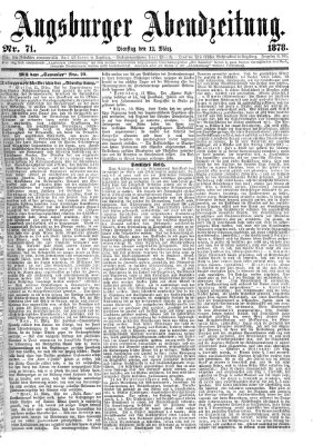 Augsburger Abendzeitung Dienstag 12. März 1878