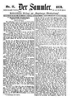 Der Sammler (Augsburger Abendzeitung) Samstag 26. Januar 1878