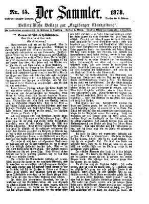 Der Sammler (Augsburger Abendzeitung) Dienstag 5. Februar 1878