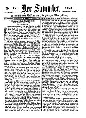 Der Sammler (Augsburger Abendzeitung) Samstag 9. Februar 1878