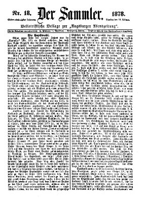 Der Sammler (Augsburger Abendzeitung) Dienstag 12. Februar 1878