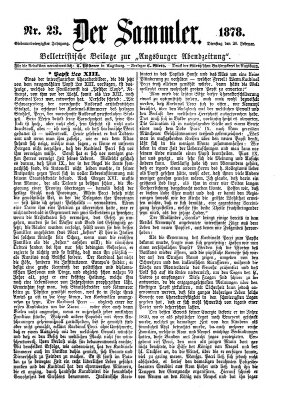 Der Sammler (Augsburger Abendzeitung) Dienstag 26. Februar 1878