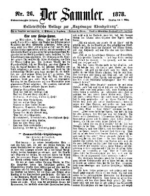 Der Sammler (Augsburger Abendzeitung) Dienstag 5. März 1878