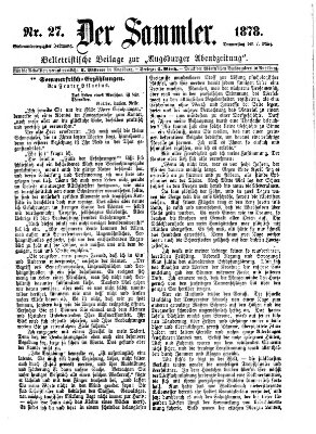 Der Sammler (Augsburger Abendzeitung) Donnerstag 7. März 1878