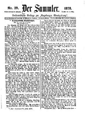 Der Sammler (Augsburger Abendzeitung) Dienstag 12. März 1878