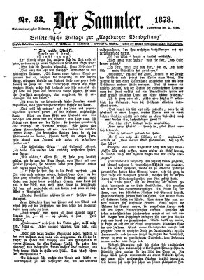 Der Sammler (Augsburger Abendzeitung) Donnerstag 21. März 1878