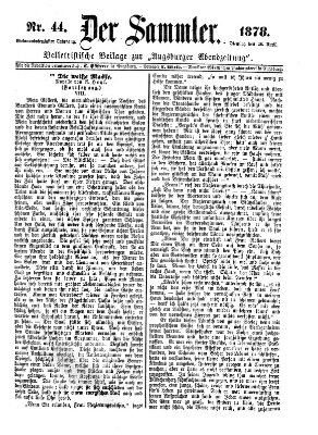 Der Sammler (Augsburger Abendzeitung) Dienstag 16. April 1878