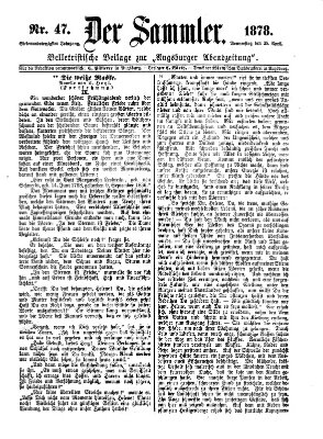 Der Sammler (Augsburger Abendzeitung) Donnerstag 25. April 1878