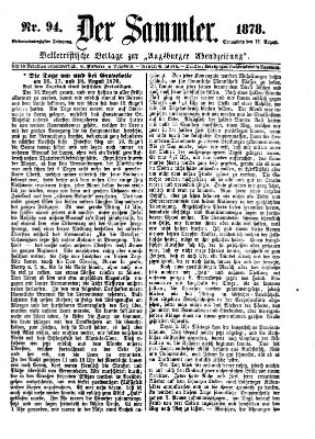 Der Sammler (Augsburger Abendzeitung) Samstag 17. August 1878