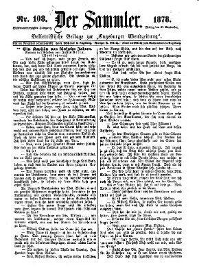 Der Sammler (Augsburger Abendzeitung) Freitag 20. September 1878