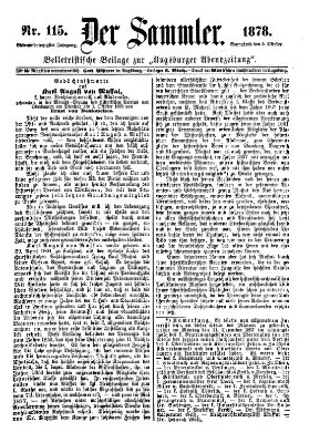 Der Sammler (Augsburger Abendzeitung) Samstag 5. Oktober 1878