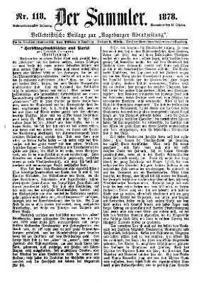 Der Sammler (Augsburger Abendzeitung) Samstag 12. Oktober 1878