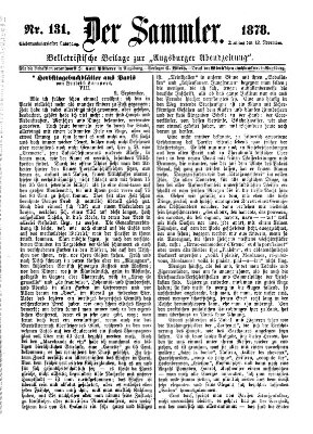 Der Sammler (Augsburger Abendzeitung) Dienstag 12. November 1878