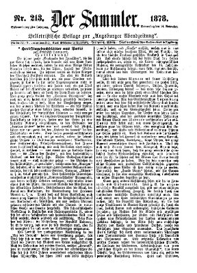 Der Sammler (Augsburger Abendzeitung) Donnerstag 14. November 1878