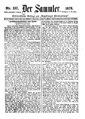 Der Sammler (Augsburger Abendzeitung) Dienstag 26. November 1878