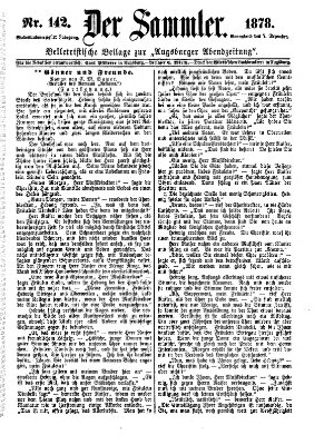 Der Sammler (Augsburger Abendzeitung) Samstag 7. Dezember 1878