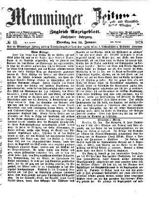 Memminger Zeitung Dienstag 15. Januar 1878