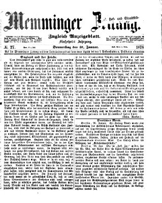 Memminger Zeitung Donnerstag 31. Januar 1878