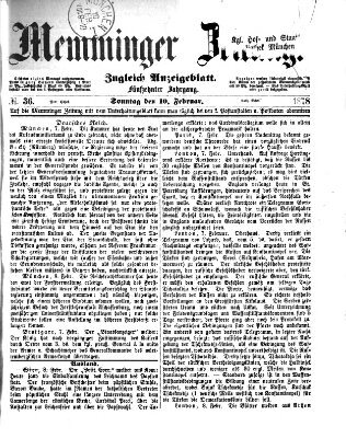 Memminger Zeitung Sonntag 10. Februar 1878