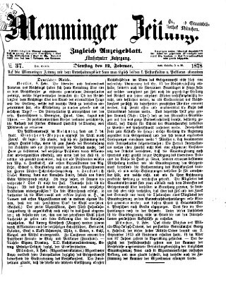 Memminger Zeitung Dienstag 12. Februar 1878