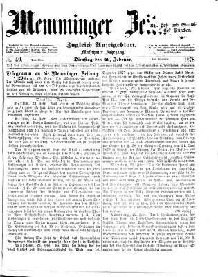 Memminger Zeitung Dienstag 26. Februar 1878